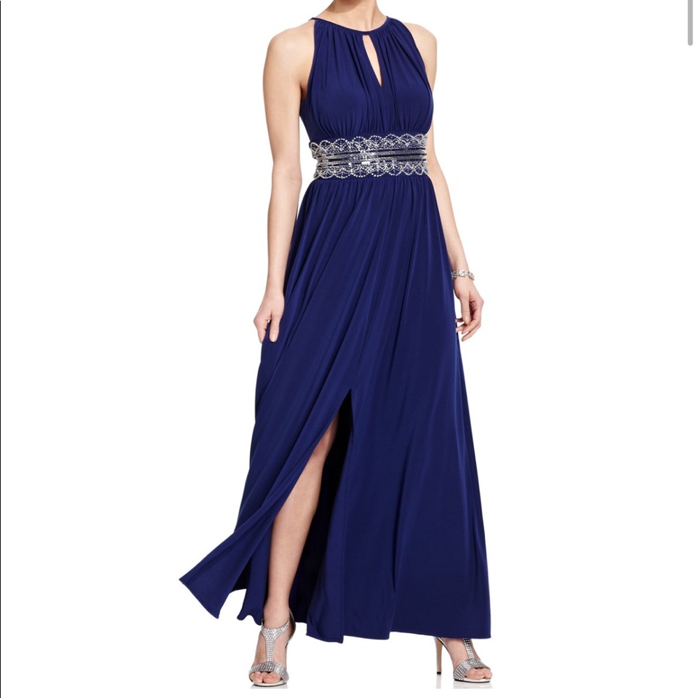 R&M Richards Women's Beaded Waist Gown dress